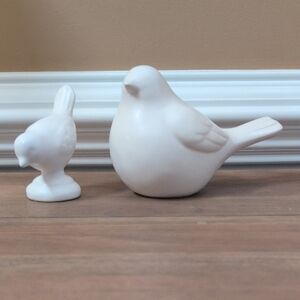 White Ceramic Lovebird Figurines